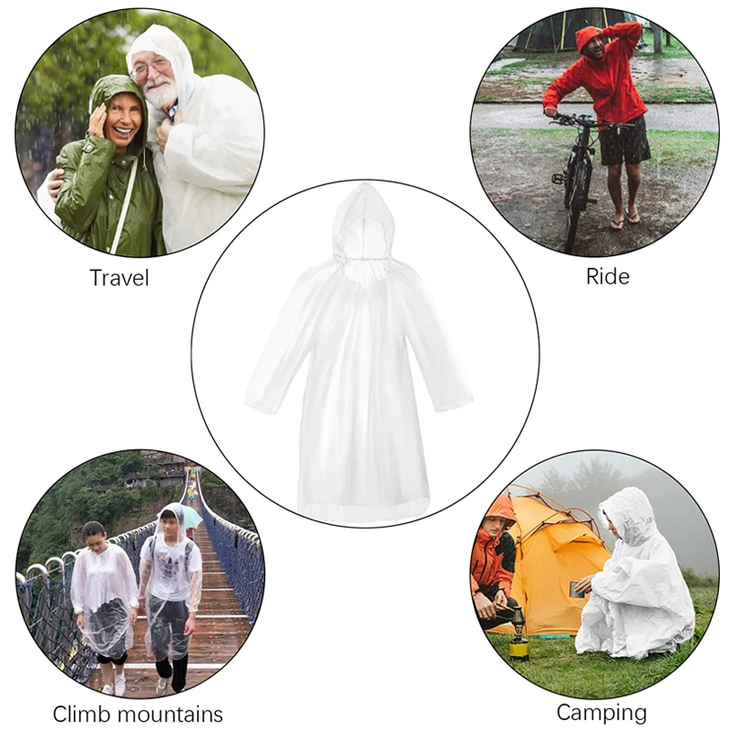 Emergency Poncho Rain - เสื้อกันฝนแบบใช้แล้วทิ้ง 6 ชิ้น กันน้ำ สำหรับเดินป่า ปีนเขา