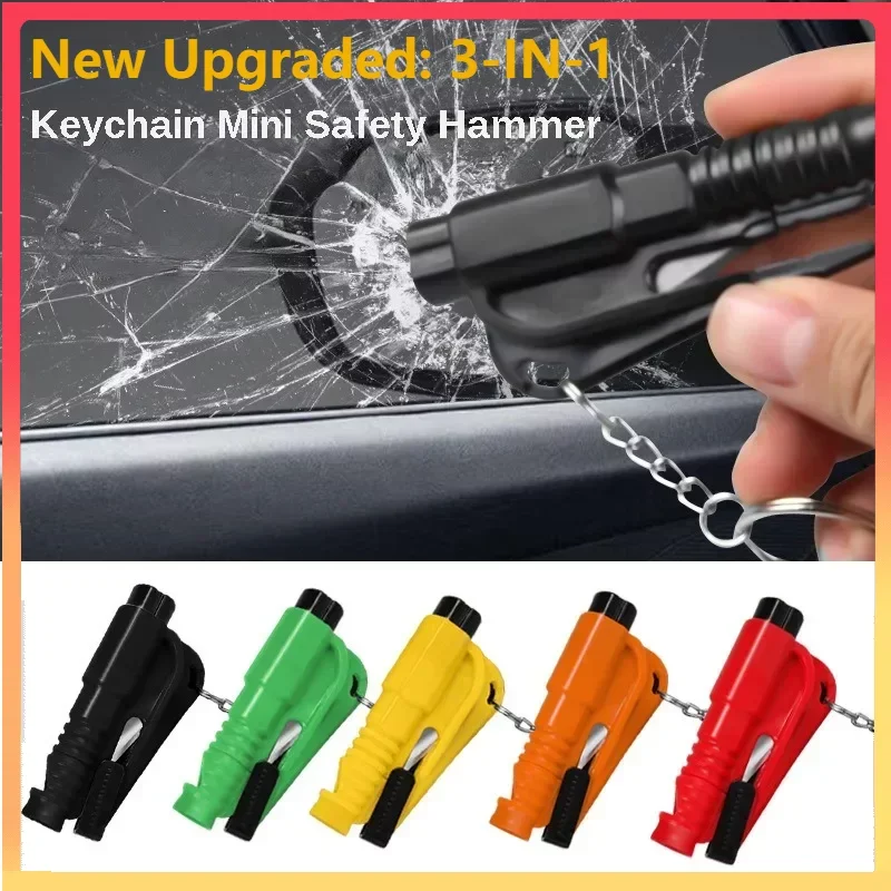 Rescue Rope Throw - ค้อนนิรภัยในรถยนต์ 3-in-1 ขนาดกะทัดรัด, เบรกเกอร์หน้าต่างและเครื่องตัดเข็มขัดนิรภัย, เครื่องมือกู้ภัยฉุกเฉินสําหรับอุปกรณ์ตกแต่งรถยนต์