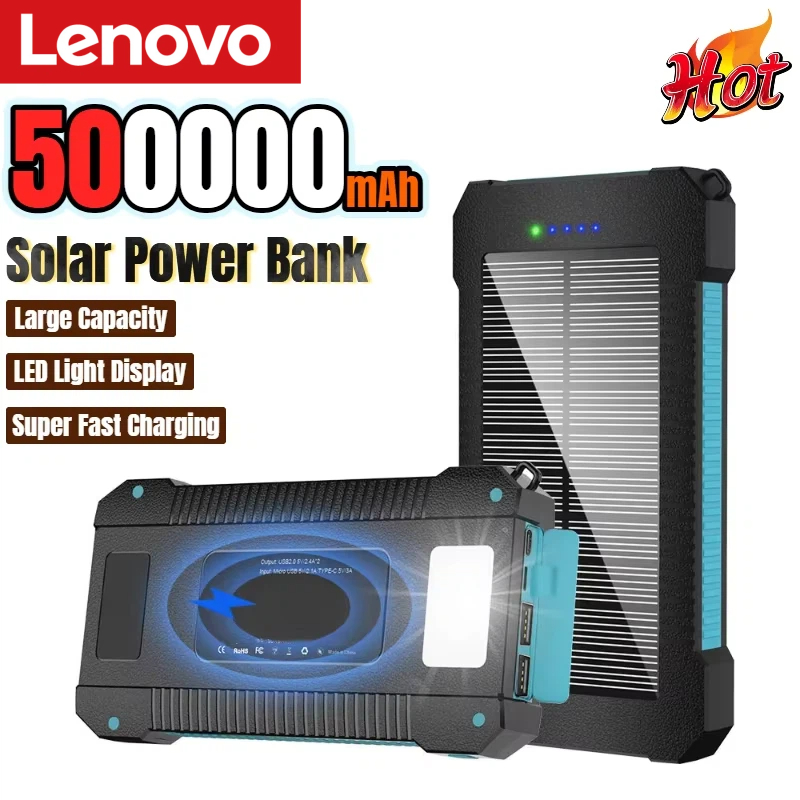 Solar Emergency Charger - เลอโนโว 500000mAh พาวเวอร์แบงค์พลังงานแสงอาทิตย์ความจุขนาดใหญ่ชาร์จเร็วสุด ๆกลางแจ้งแบตเตอรี่ภายนอกแบบพกพาสำหรับไอโฟน หัวเว่ย ซัมซุง
