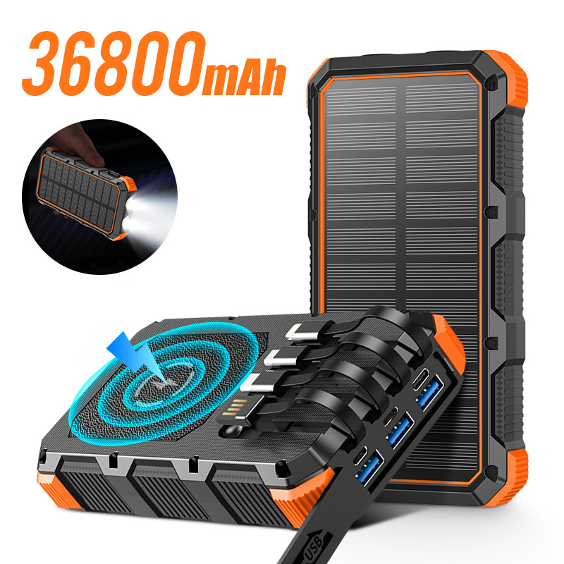 Solar Emergency Charger - Solar Power Bank 36800MAh พร้อม Qi