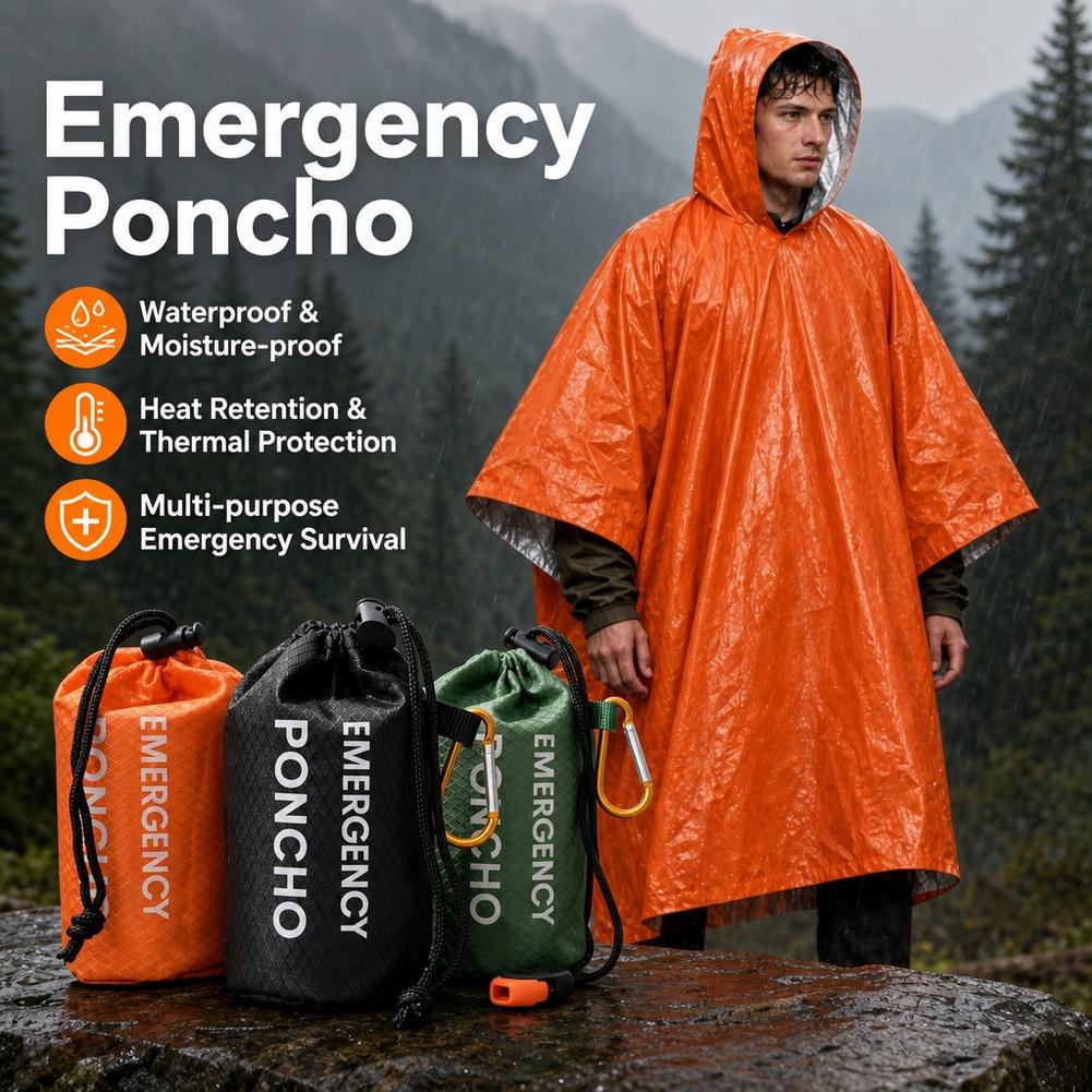 ชุดเสื้อกันฝนฉุกเฉินแบบพกพา เส - Emergency Poncho Rain บทวิจารณ์และราคา